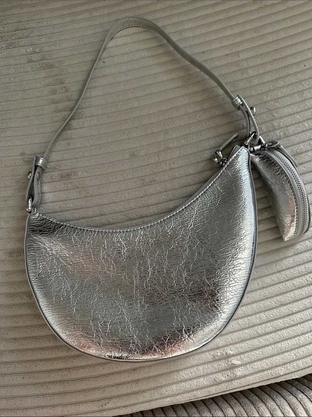 kate spade Metallic Silver Crescent Shoulder Bag
